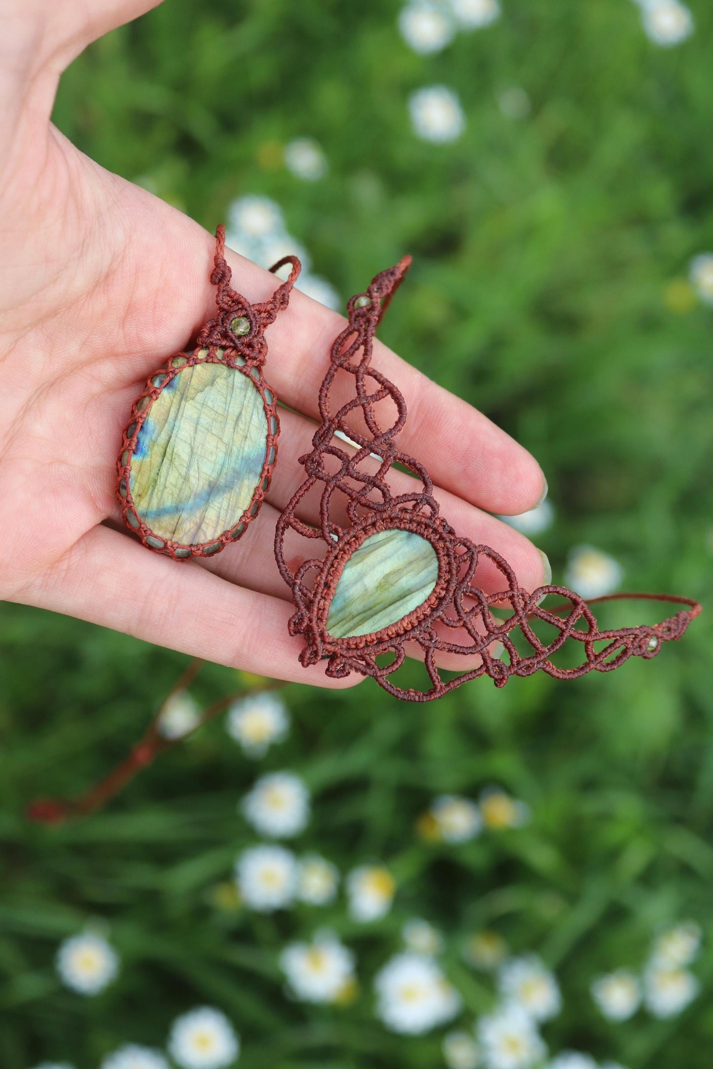 Grünes Feenmärchen-LABRADORIT Schmuck-SET, Collier & Anhänger