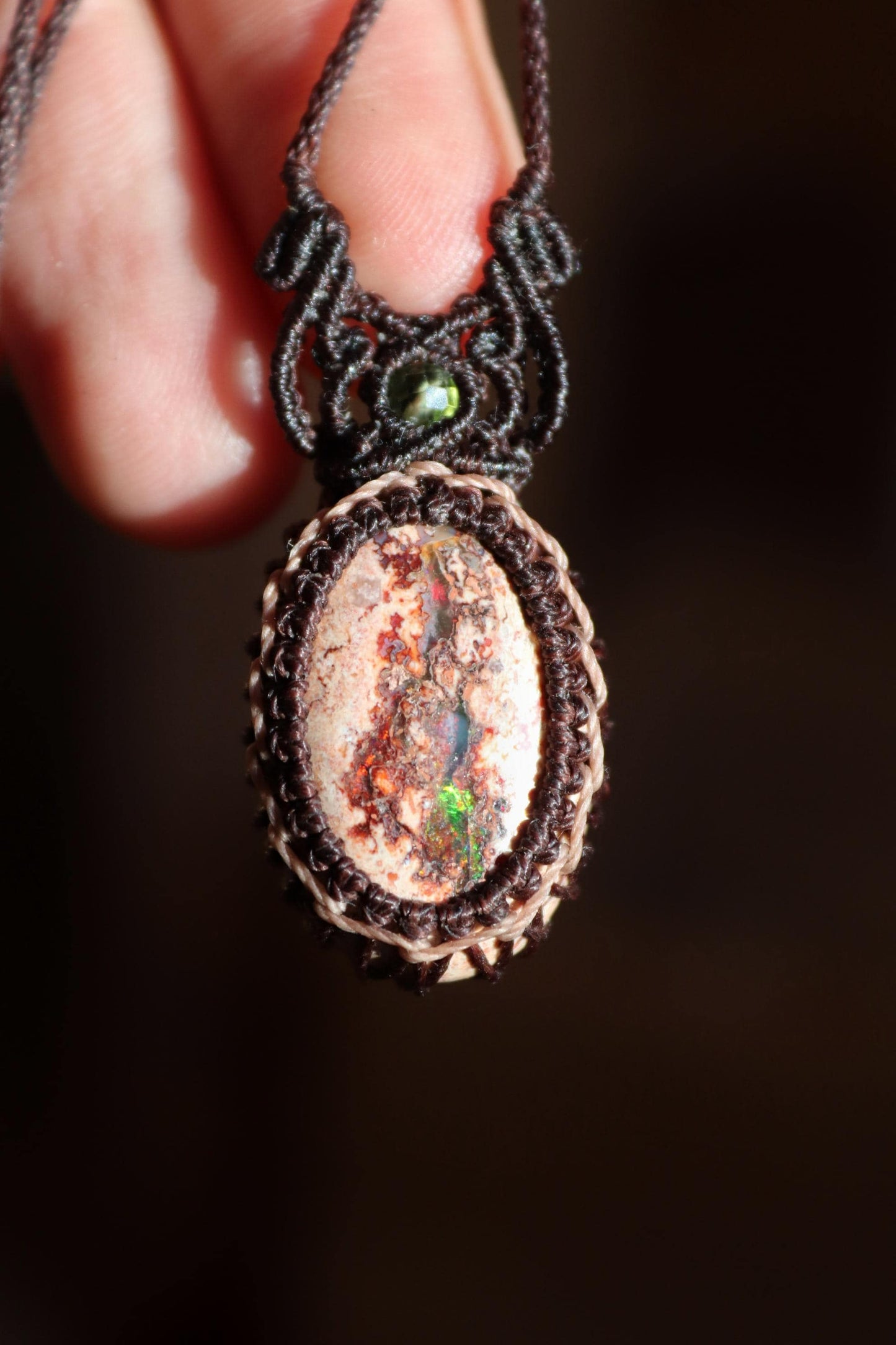 Mexikanische OPAL-Halskette aus Mikro-Makramee