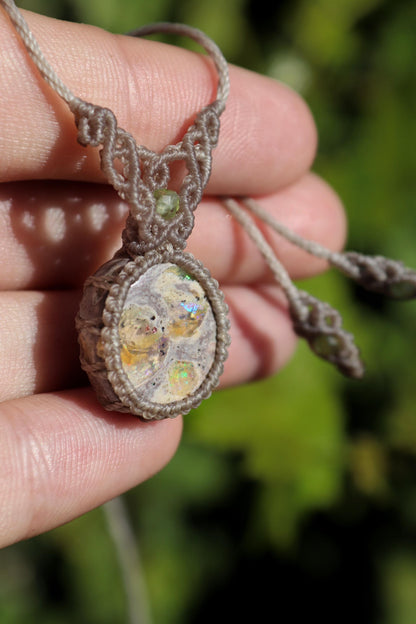 LAMEA Mexikanischer OPAL-Anhänger mit Peridot-Perlen