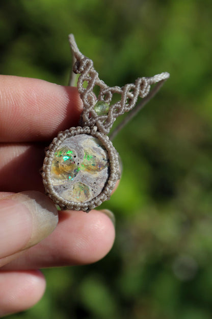 LAMEA Mexikanischer OPAL-Anhänger mit Peridot-Perlen