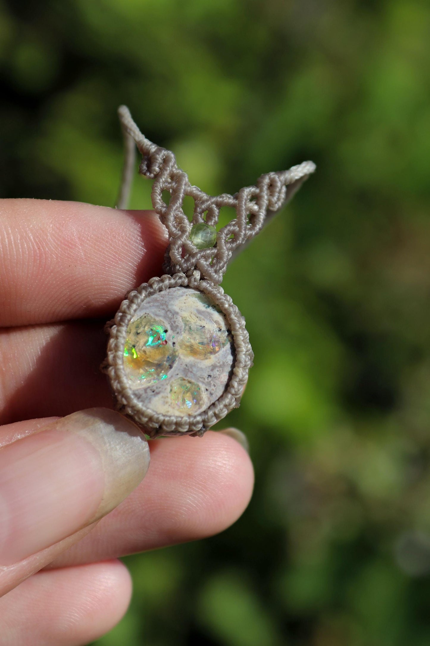 LAMEA Mexikanischer OPAL-Anhänger mit Peridot-Perlen
