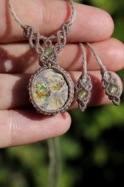 LAMEA Mexikanischer OPAL-Anhänger mit Peridot-Perlen