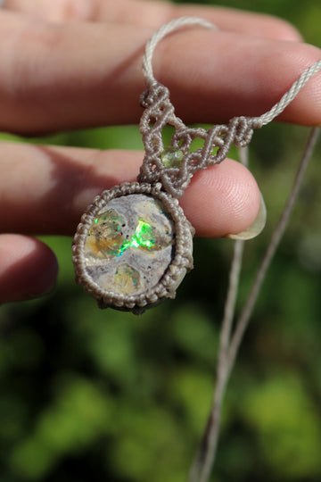 LAMEA Mexikanischer OPAL-Anhänger mit Peridot-Perlen