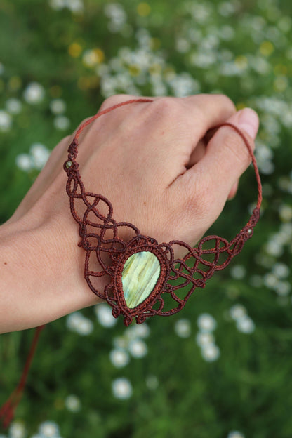 Grünes Feenmärchen-LABRADORIT Schmuck-SET, Collier & Anhänger
