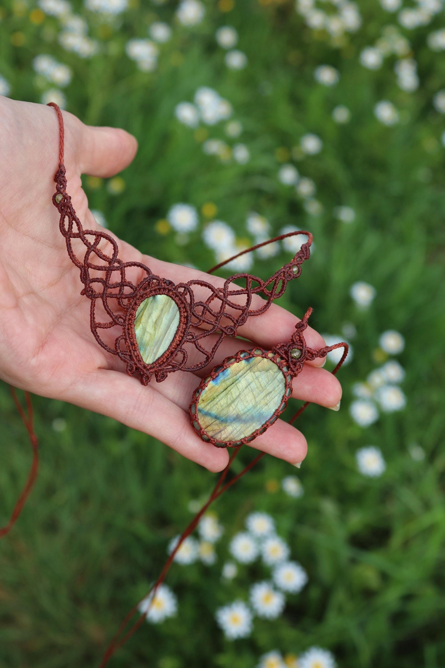 Grünes Feenmärchen-LABRADORIT Schmuck-SET, Collier & Anhänger