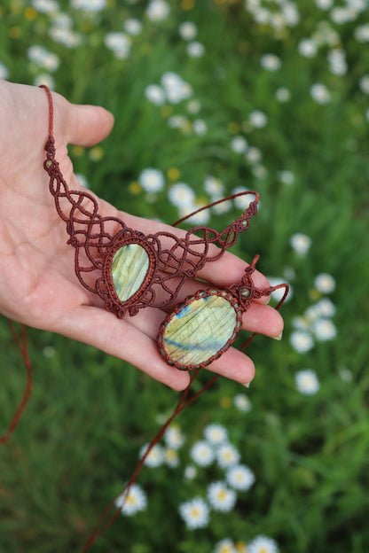 Grünes Feenmärchen-LABRADORIT Schmuck-SET, Collier & Anhänger