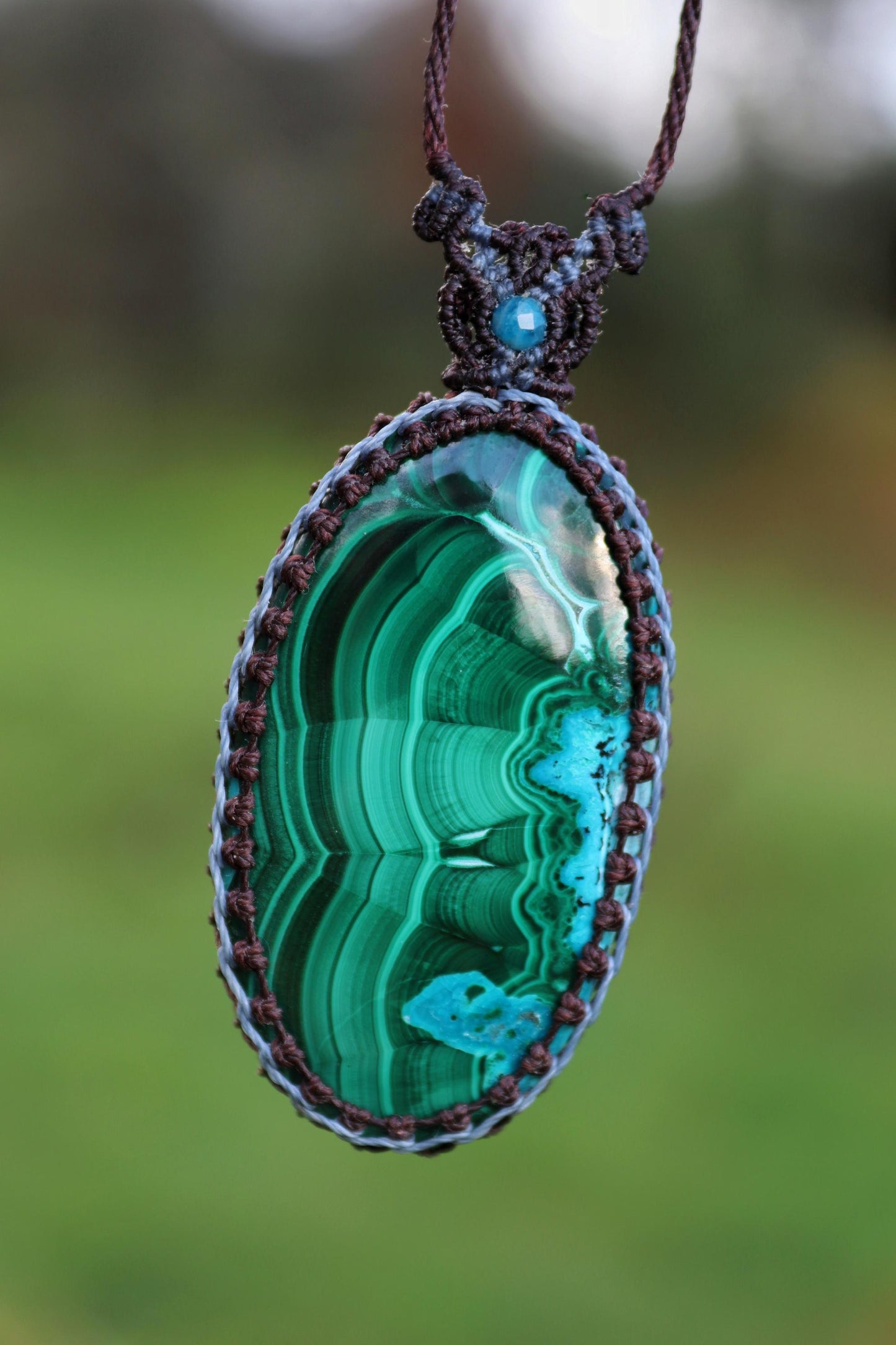 MALACHIT-Chrysokoll-Anhänger, GROSS 48mm