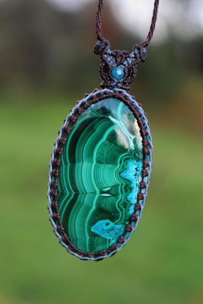 MALACHIT-Chrysokoll-Anhänger, GROSS 48mm
