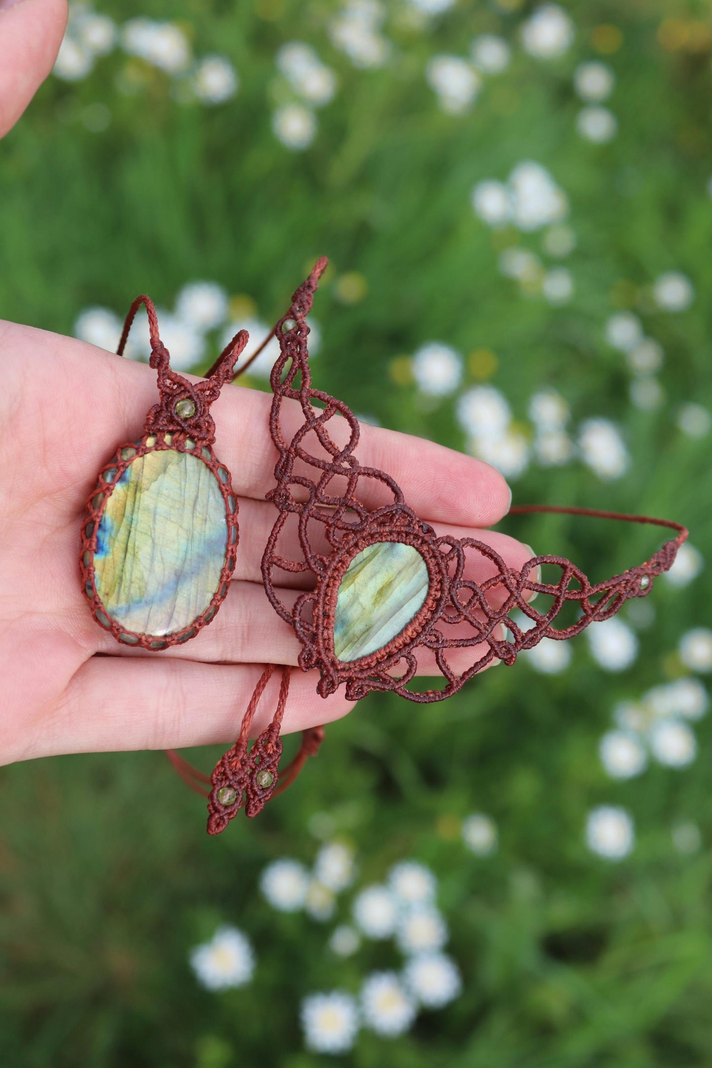 Grünes Feenmärchen-LABRADORIT Schmuck-SET, Collier & Anhänger