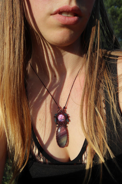 ASTRAL REALMS kosmische FLUORIT- und violette Spectrolith-Halskette