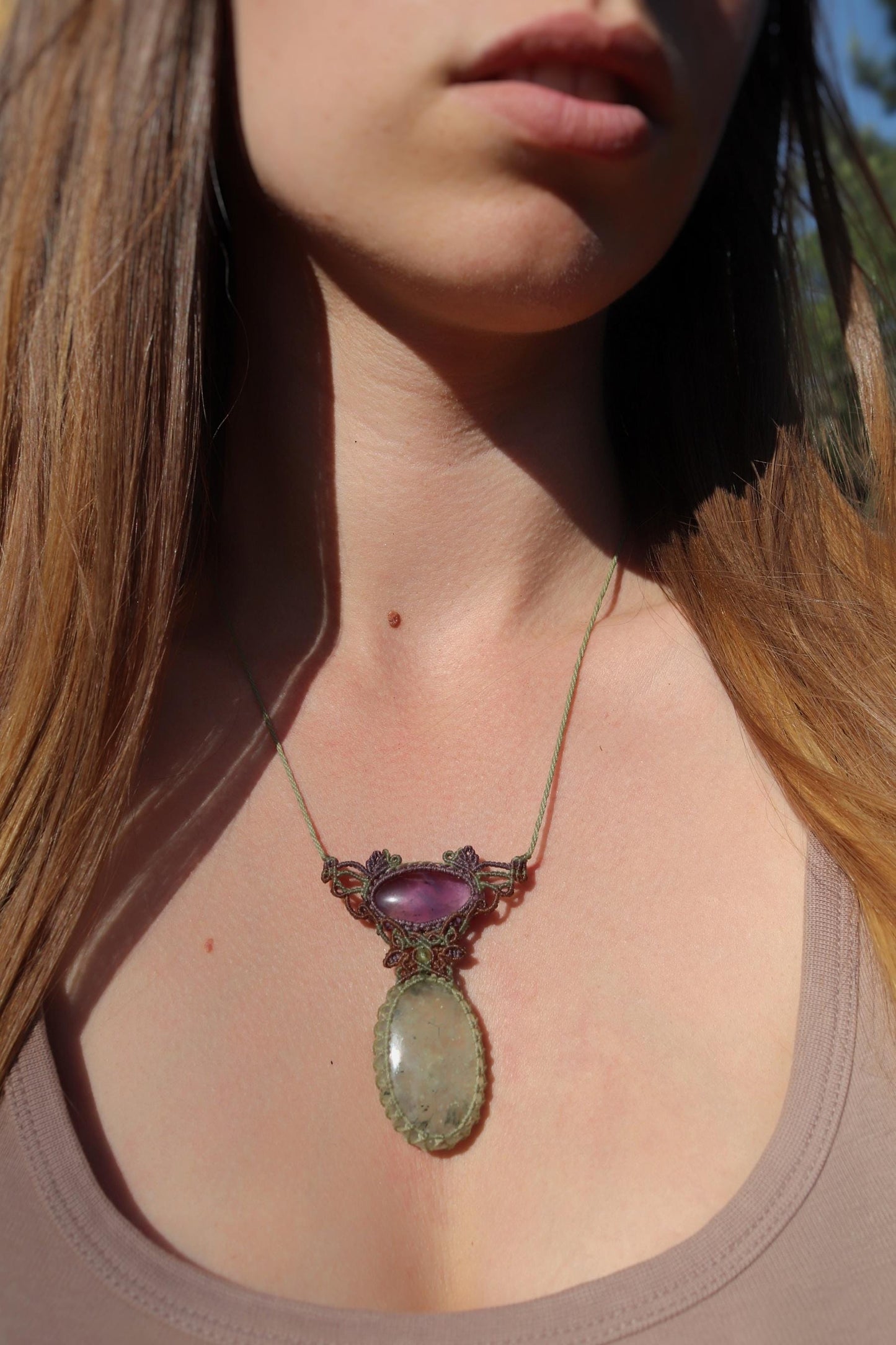 ELOWEN’S GARDEN Anhänger mit Prehnit und Amethyst