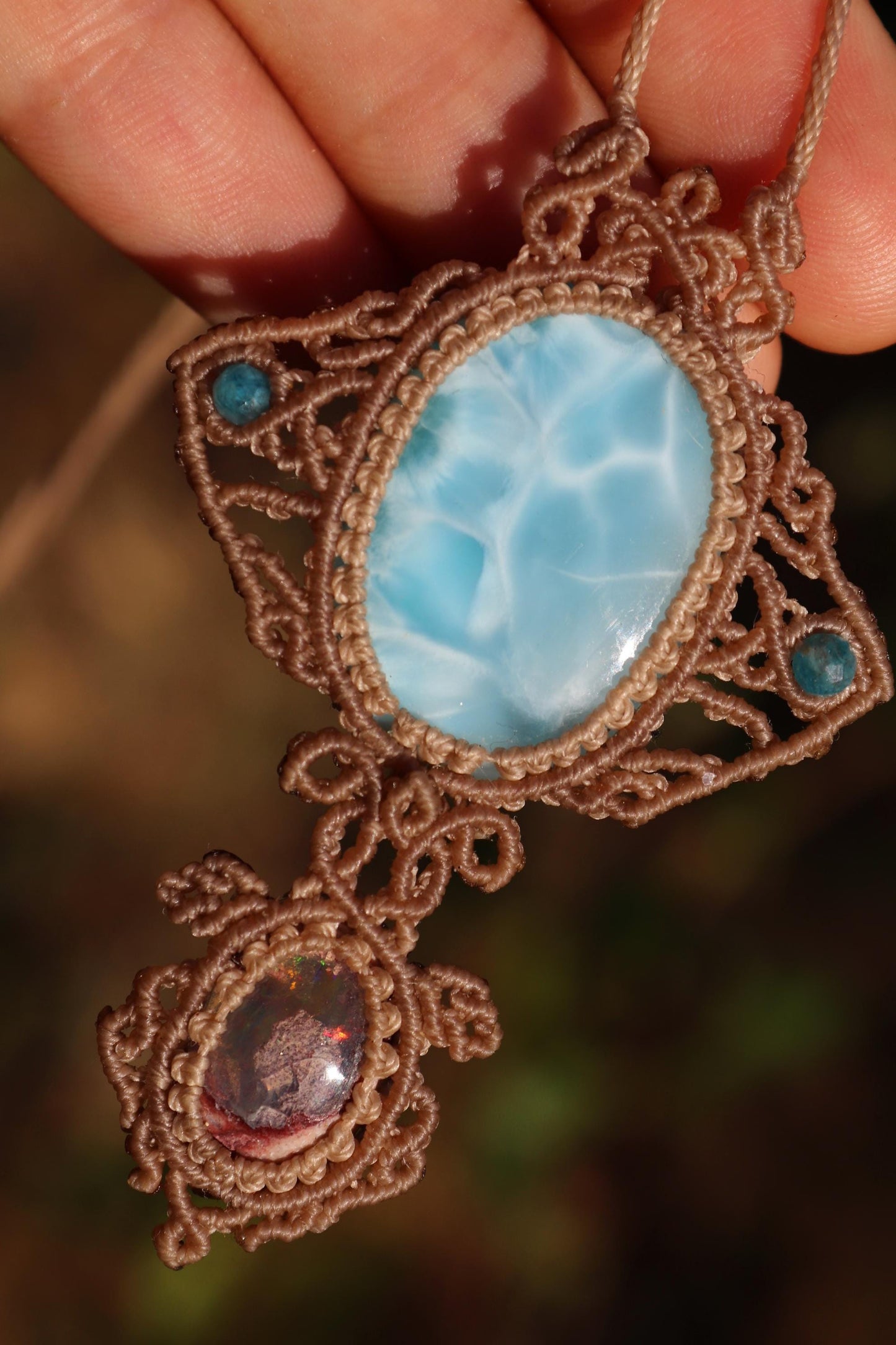 LARIMAR & OPAL Anhänger, Manta-Rochen und Schildkröte