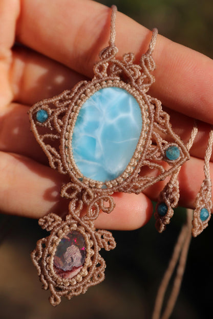 LARIMAR & OPAL Anhänger, Manta-Rochen und Schildkröte