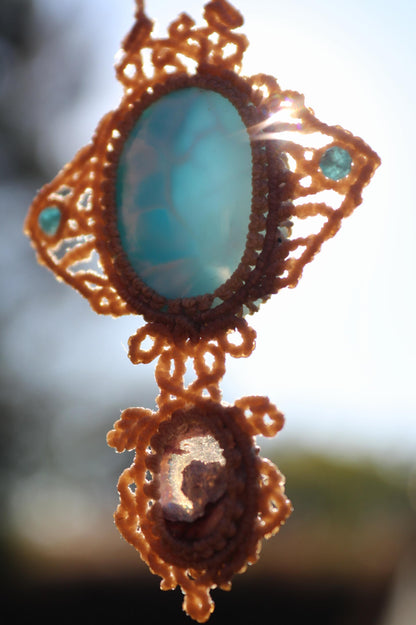 LARIMAR & OPAL Anhänger, Manta-Rochen und Schildkröte