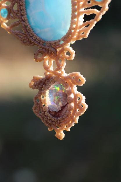 LARIMAR & OPAL Anhänger, Manta-Rochen und Schildkröte