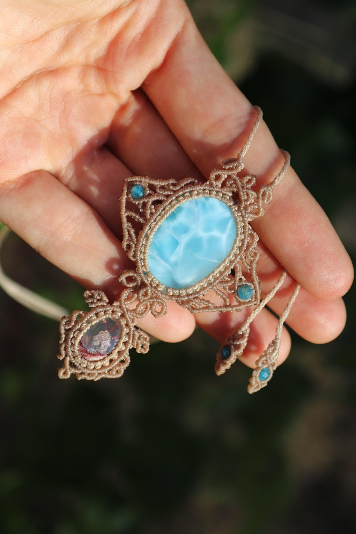 LARIMAR & OPAL Anhänger, Manta-Rochen und Schildkröte