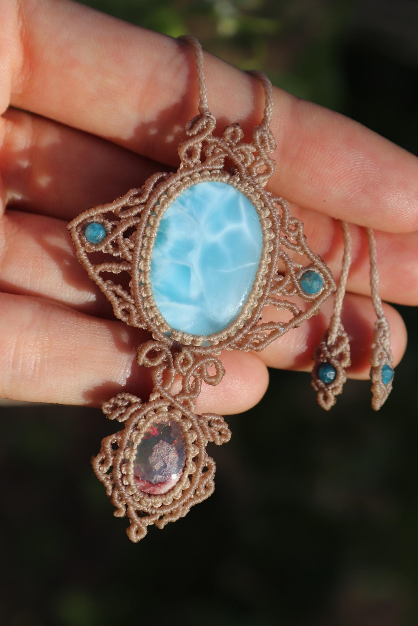 LARIMAR & OPAL Anhänger, Manta-Rochen und Schildkröte