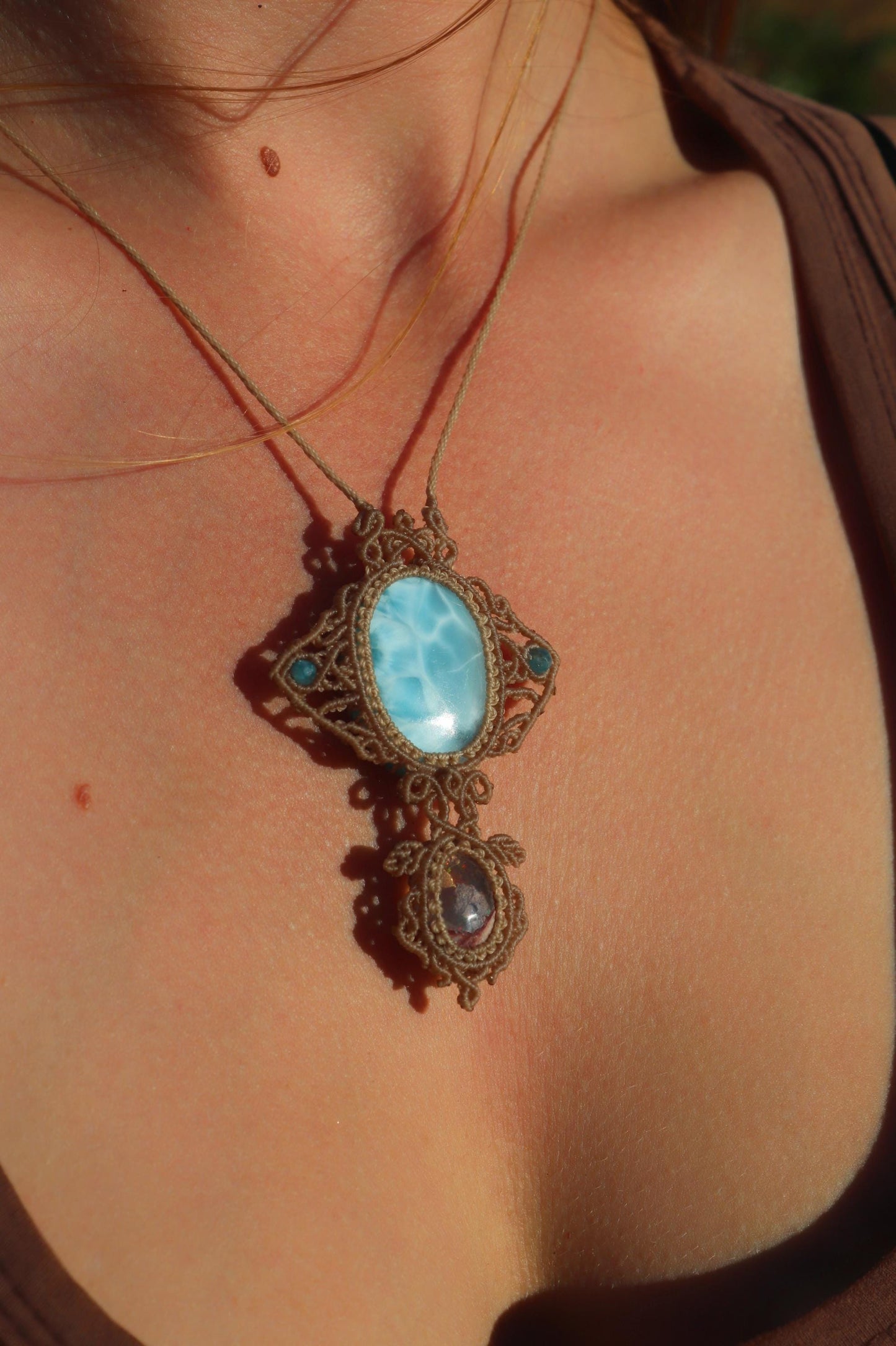 LARIMAR & OPAL Anhänger, Manta-Rochen und Schildkröte