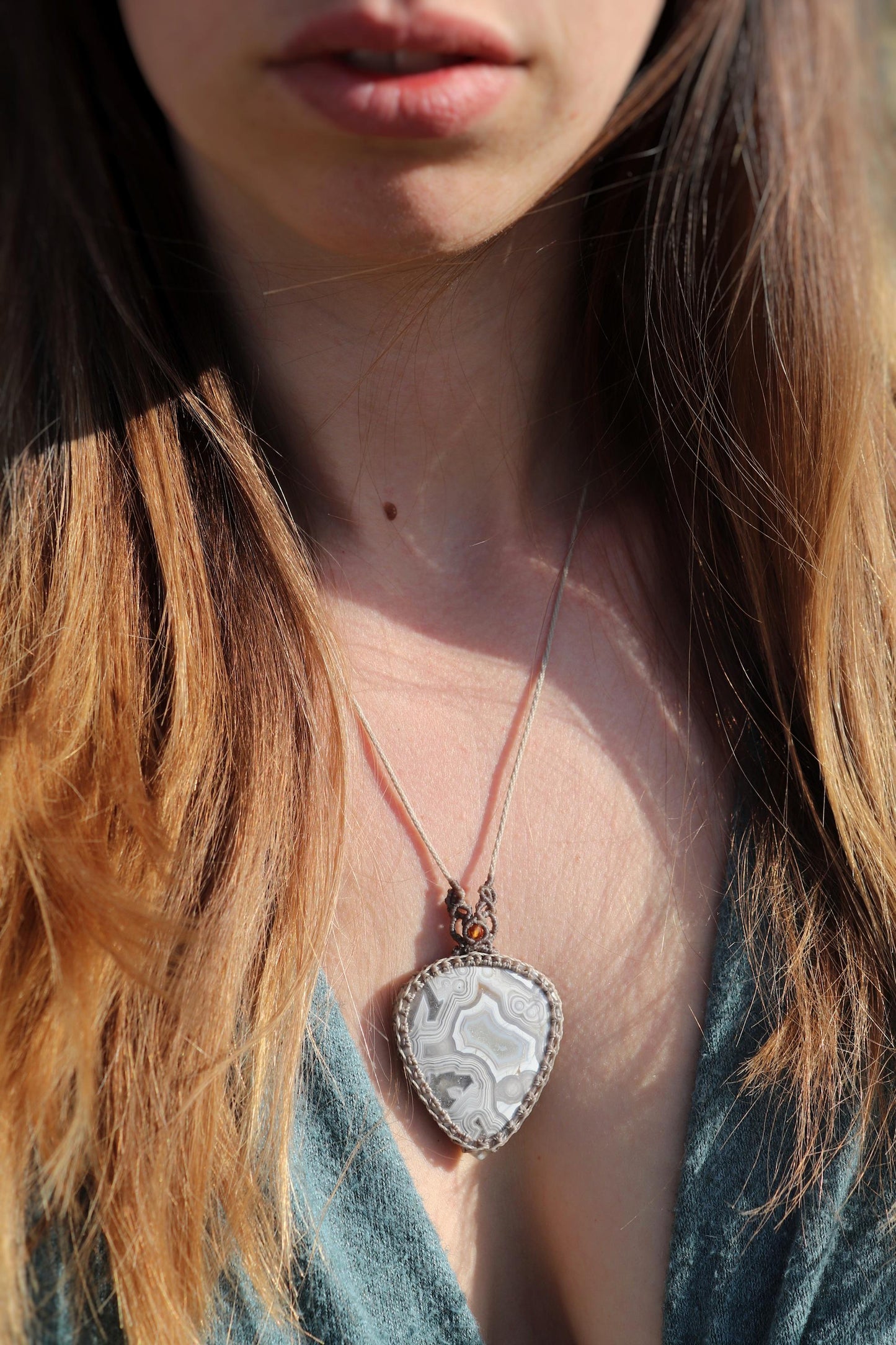 Mexikanische Crazy Lace Achat Halskette