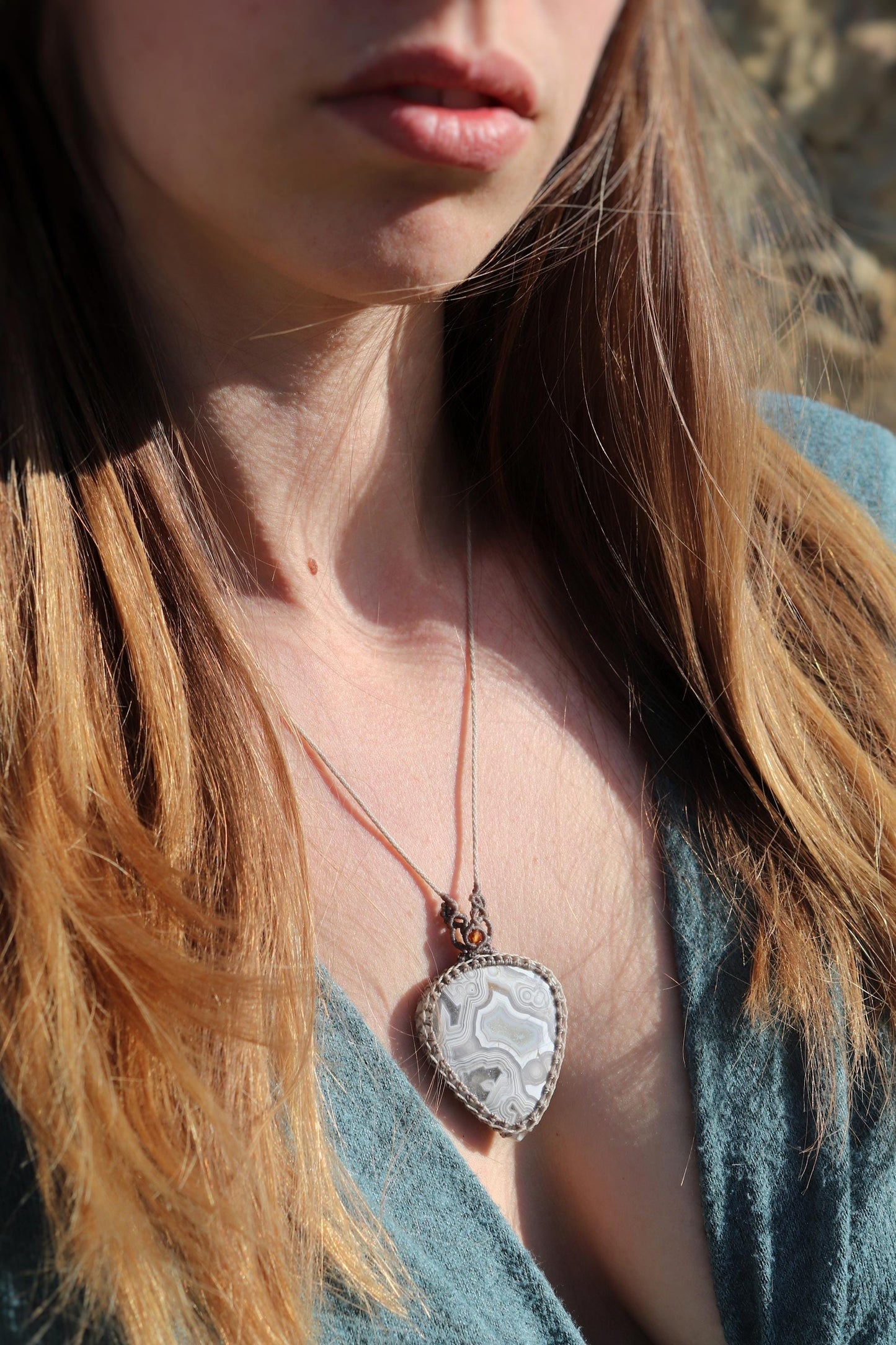 Mexikanische Crazy Lace Achat Halskette