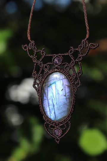 Lila LABRADORIT-Anhänger mit Amethystperlen