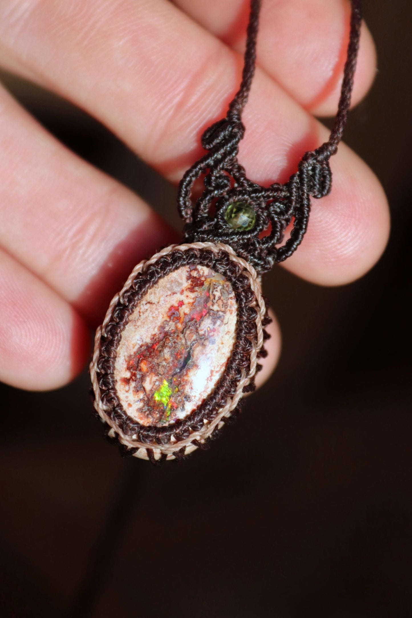 Mexikanische OPAL-Halskette aus Mikro-Makramee 