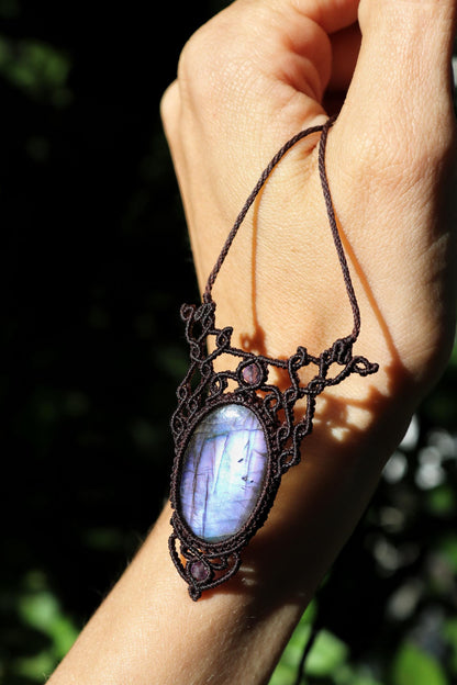 Lila LABRADORIT-Anhänger mit Amethystperlen