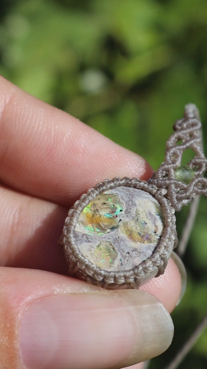 LAMEA Mexikanischer OPAL-Anhänger mit Peridot-Perlen