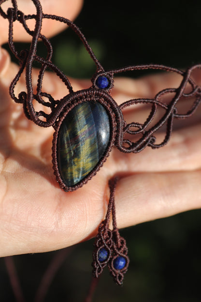 Blauer Tigerauge-Choker (Falkenauge) mit Lapislazuli-Perlen