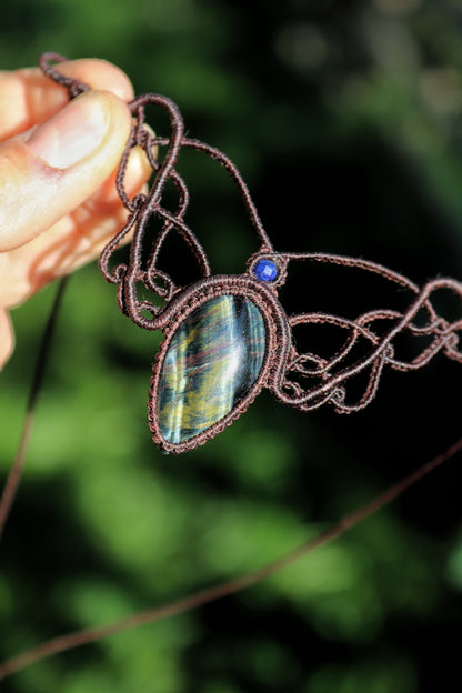 Blauer Tigerauge-Choker (Falkenauge) mit Lapislazuli-Perlen