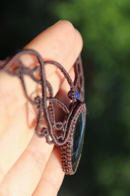 Blauer Tigerauge-Choker (Falkenauge) mit Lapislazuli-Perlen
