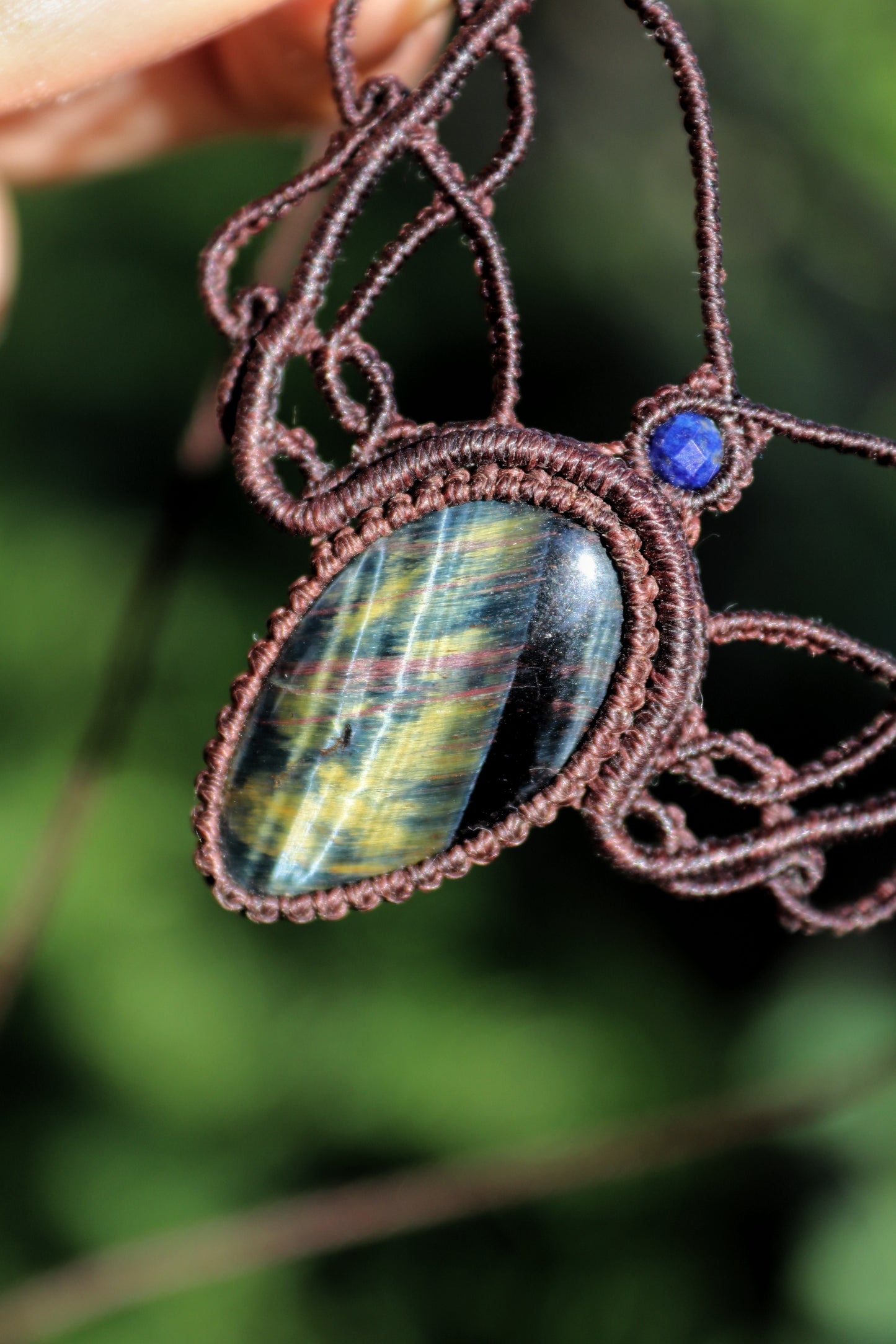 Blauer Tigerauge-Choker (Falkenauge) mit Lapislazuli-Perlen